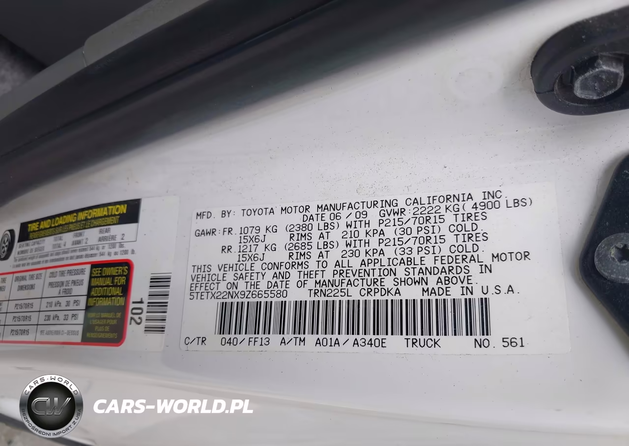 2009 Toyota Tacoma VIN:5TETX22NX9Z665580 - 9