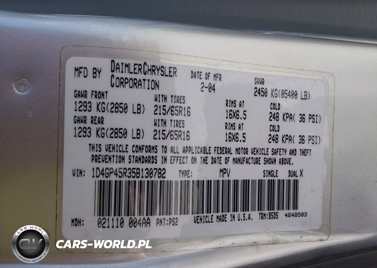 2005 Dodge Caravan Sxt VIN:1D4GP45R35B130782 - 9