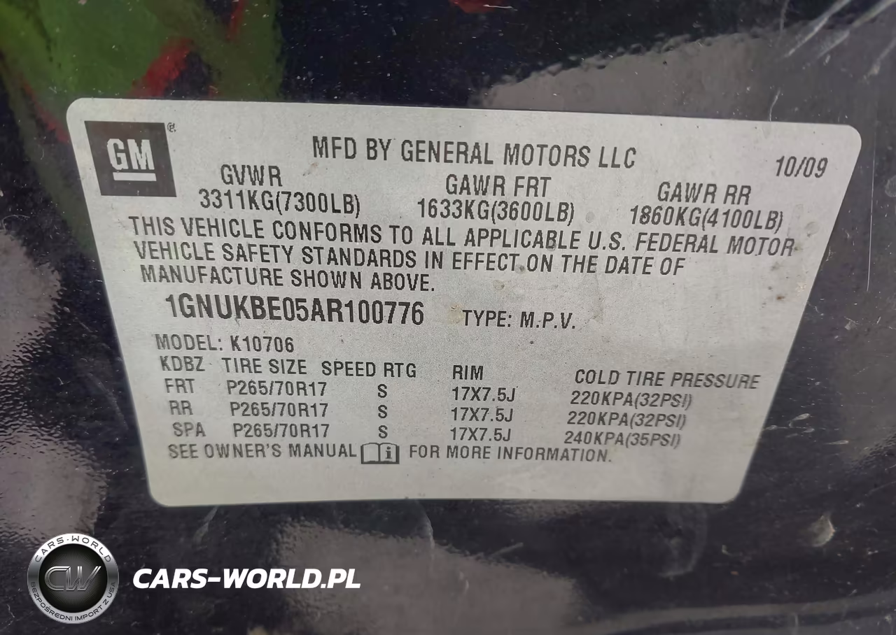 2010 Chevrolet Tahoe Lt VIN:1GNUKBE05AR100776 - 9
