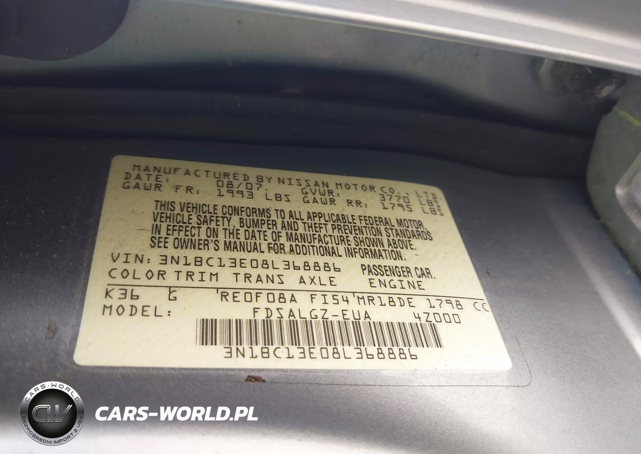 2008 Nissan Versa 1.8Sl VIN:3N1BC13E08L368886 - 9