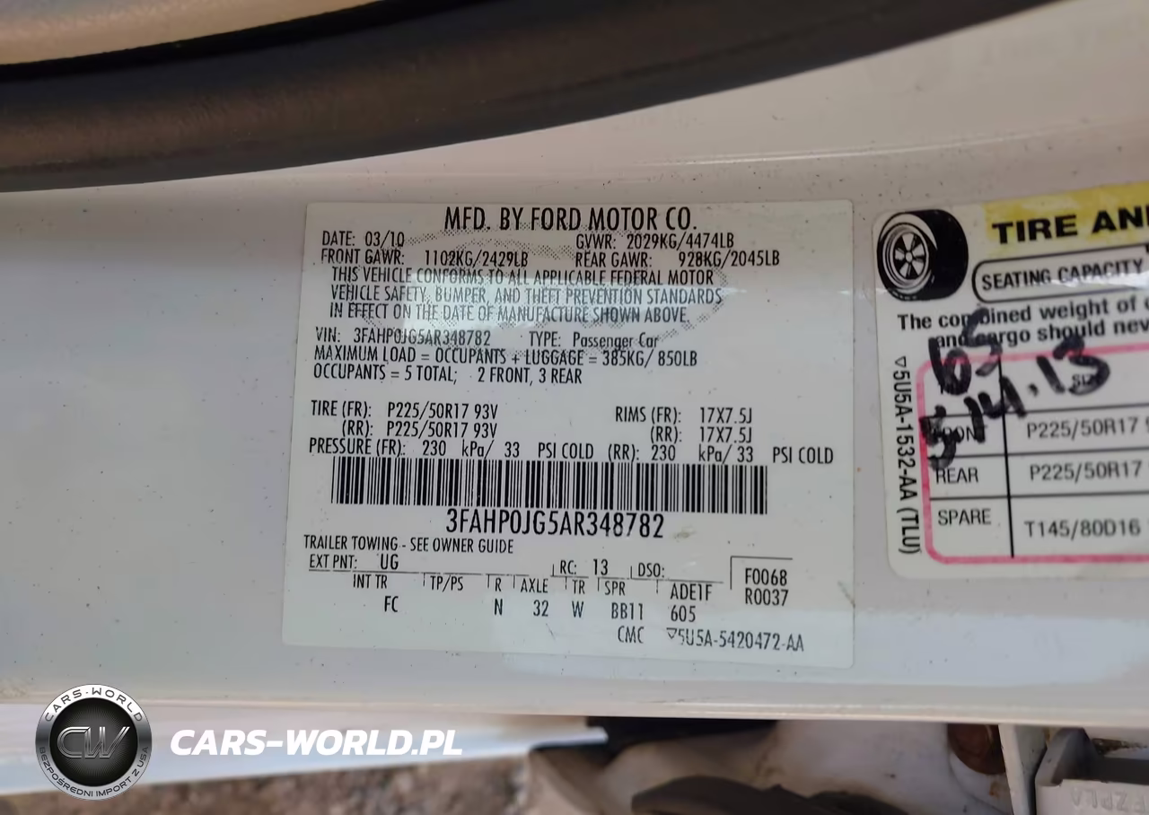 2010 Ford Fusion Sel VIN:3FAHP0JG5AR348782 - 9
