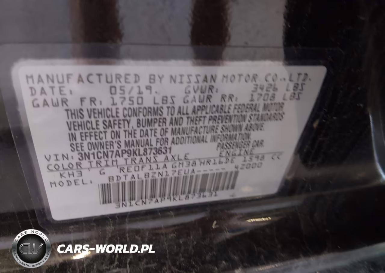 2019 Nissan Versa 1.6 Sv VIN:3N1CN7AP9KL873631 - 9