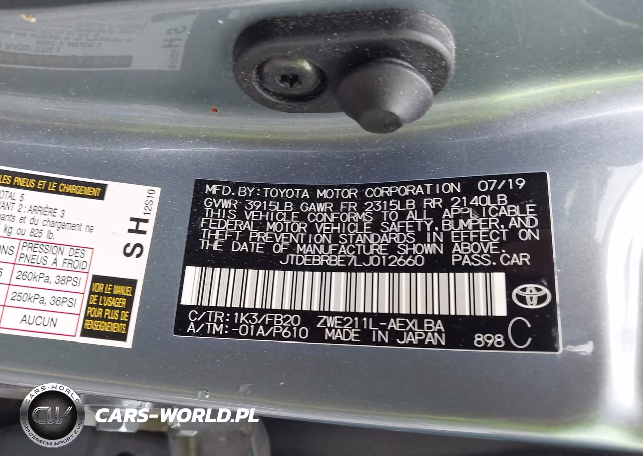 2020 Toyota Corolla Hybrid Le VIN:JTDEBRBE7LJ012660 - 9