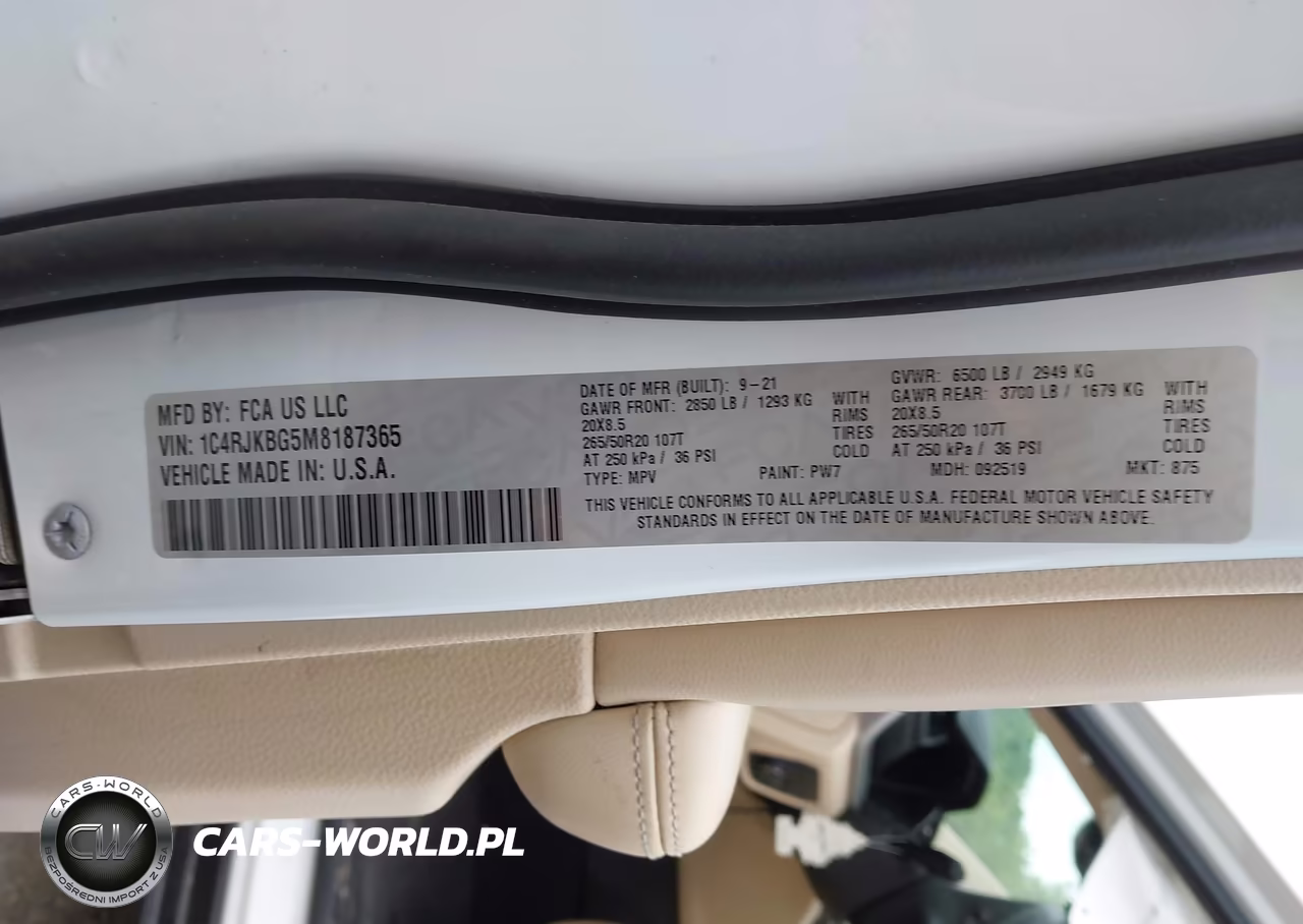 2021 Jeep Grand Cherokee L Limited 4X4 VIN:1C4RJKBG5M8187365 - 9