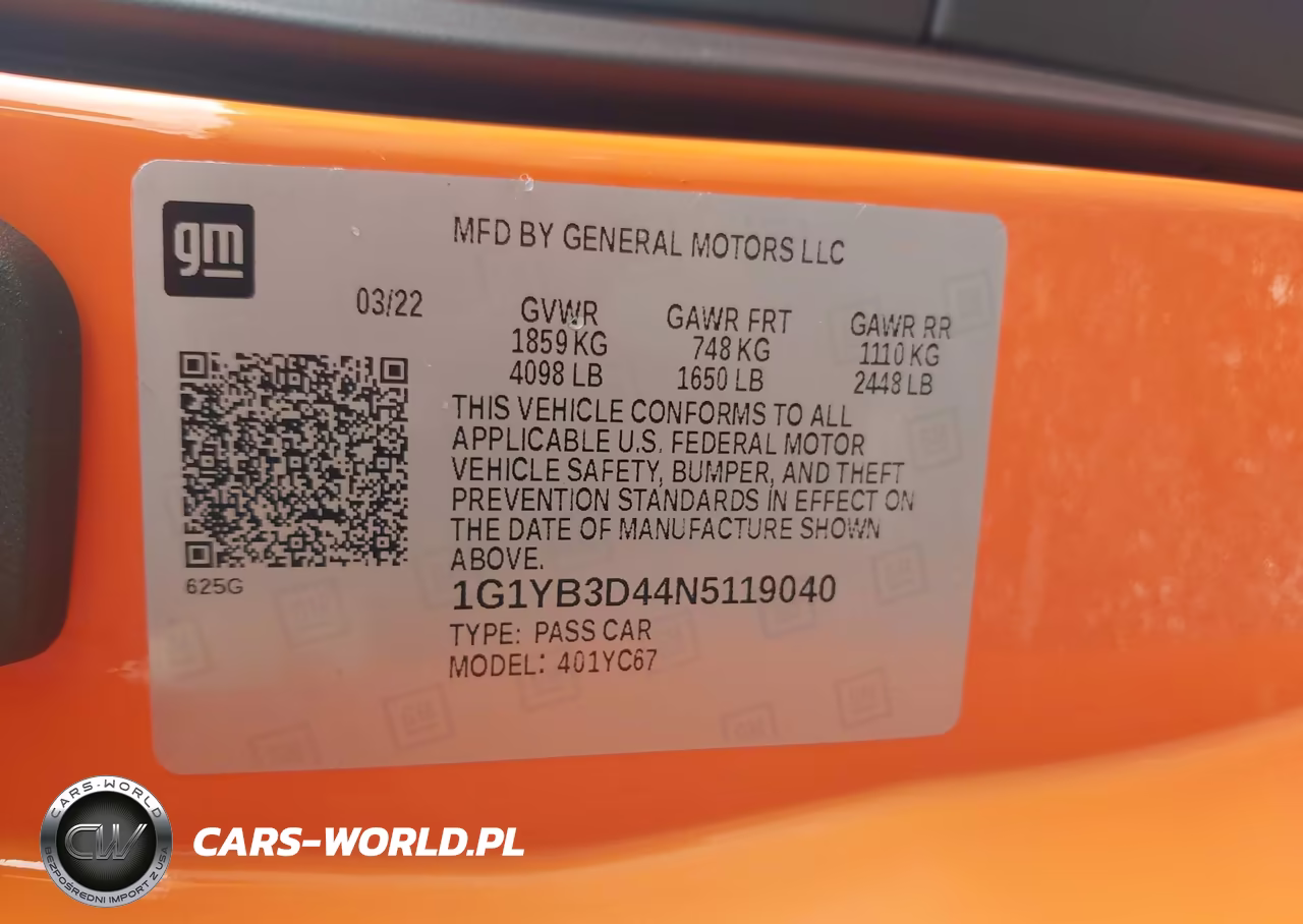 2022 Chevrolet Corvette Stingray Rwd 2Lt VIN:1G1YB3D44N5119040 - 9