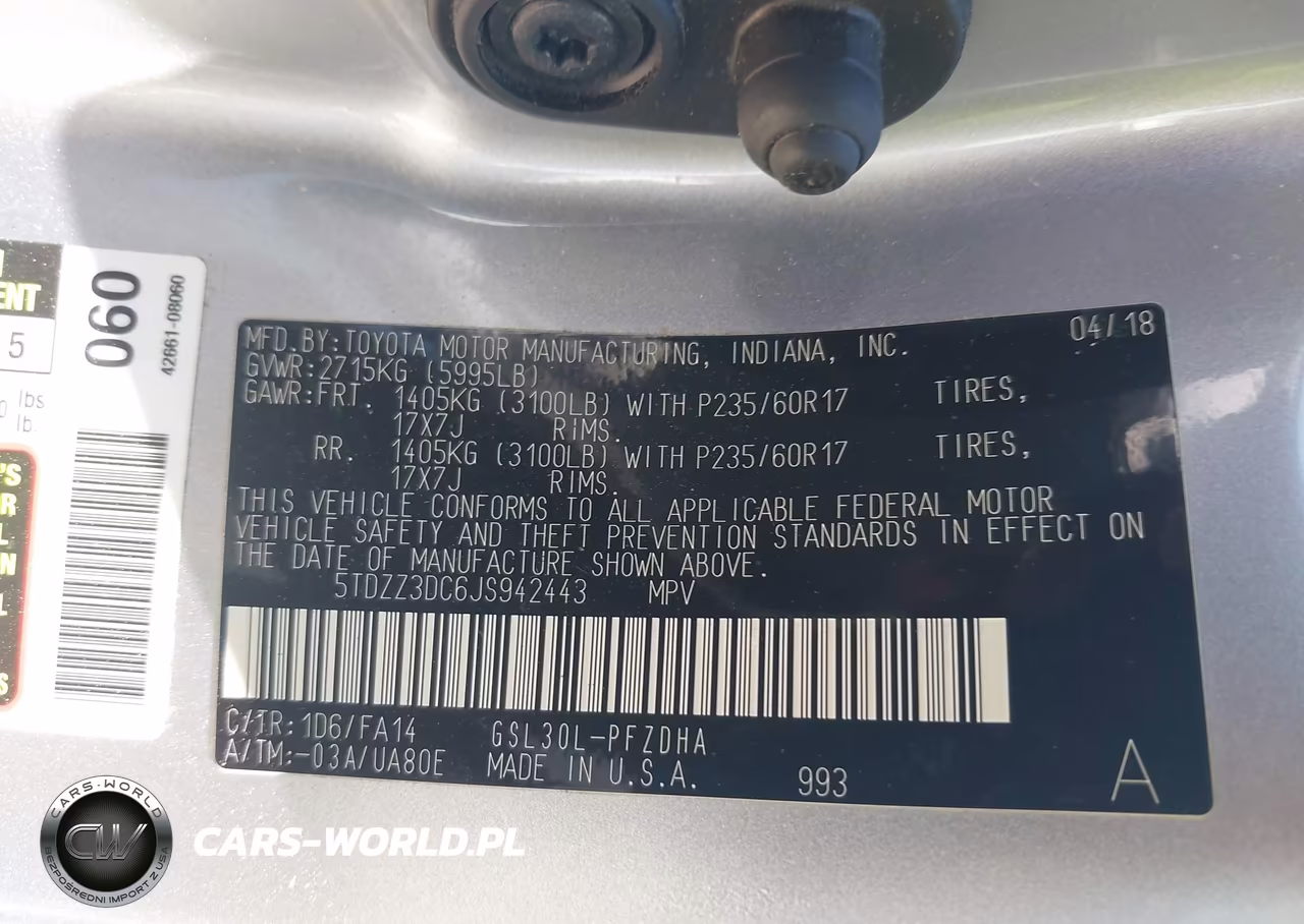 2018 Toyota Sienna L 7 Passenger VIN:5TDZZ3DC6JS942443 - 9