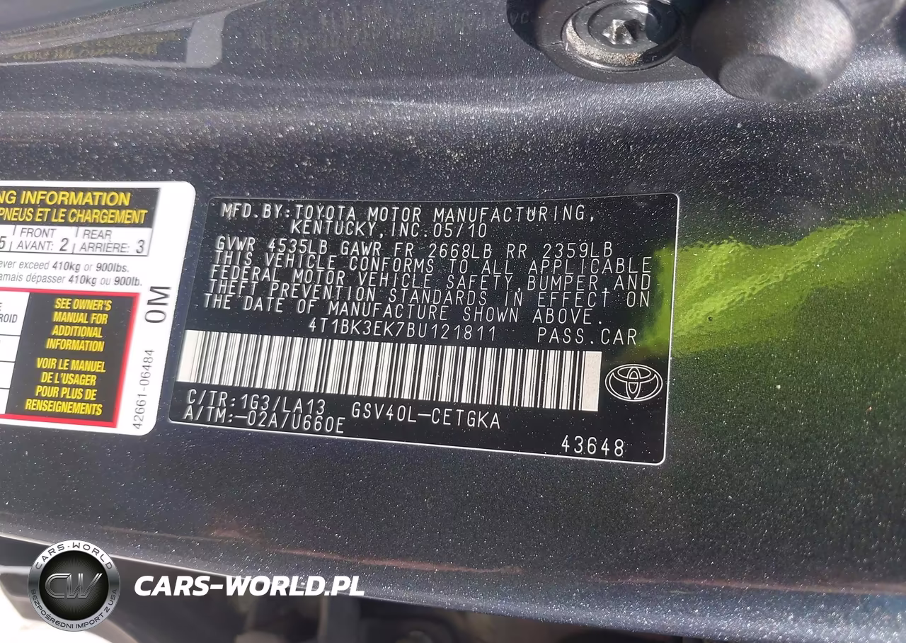 2011 Toyota Camry Xle V6 VIN:4T1BK3EK7BU121811 - 9