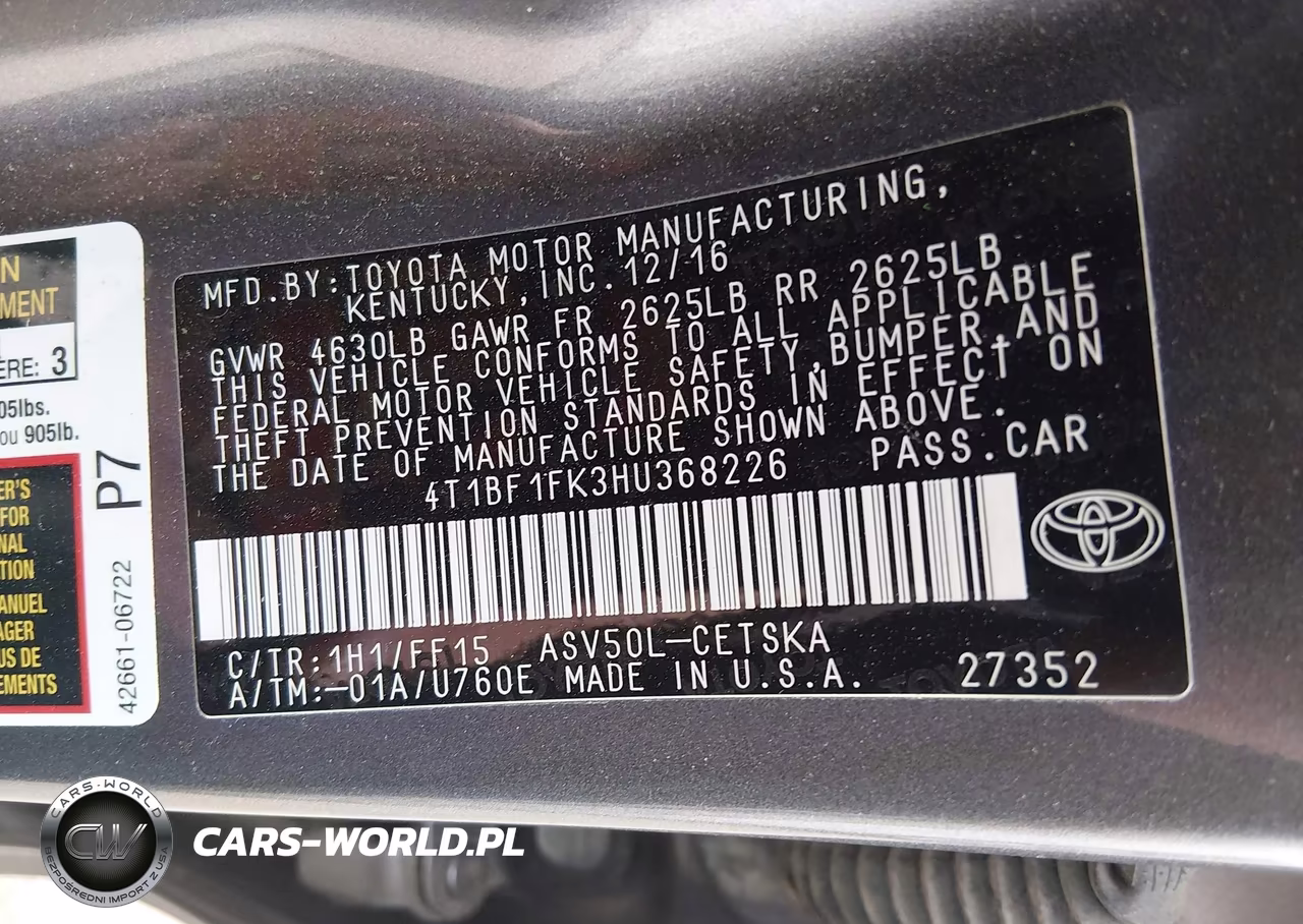 2017 Toyota Camry Se VIN:4T1BF1FK3HU368226 - 9