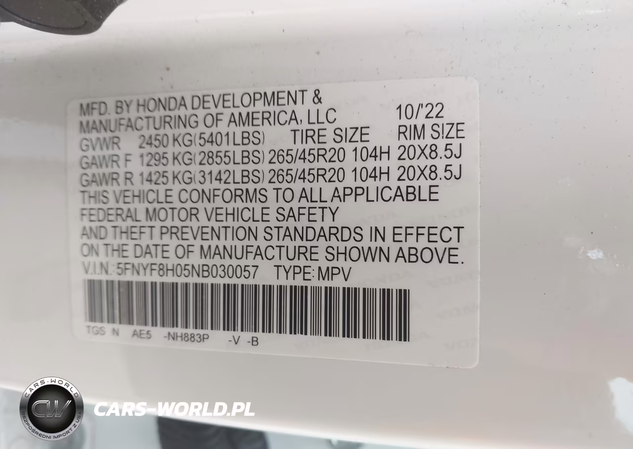 2022 Honda Passport Awd Elite VIN:5FNYF8H05NB030057 - 9