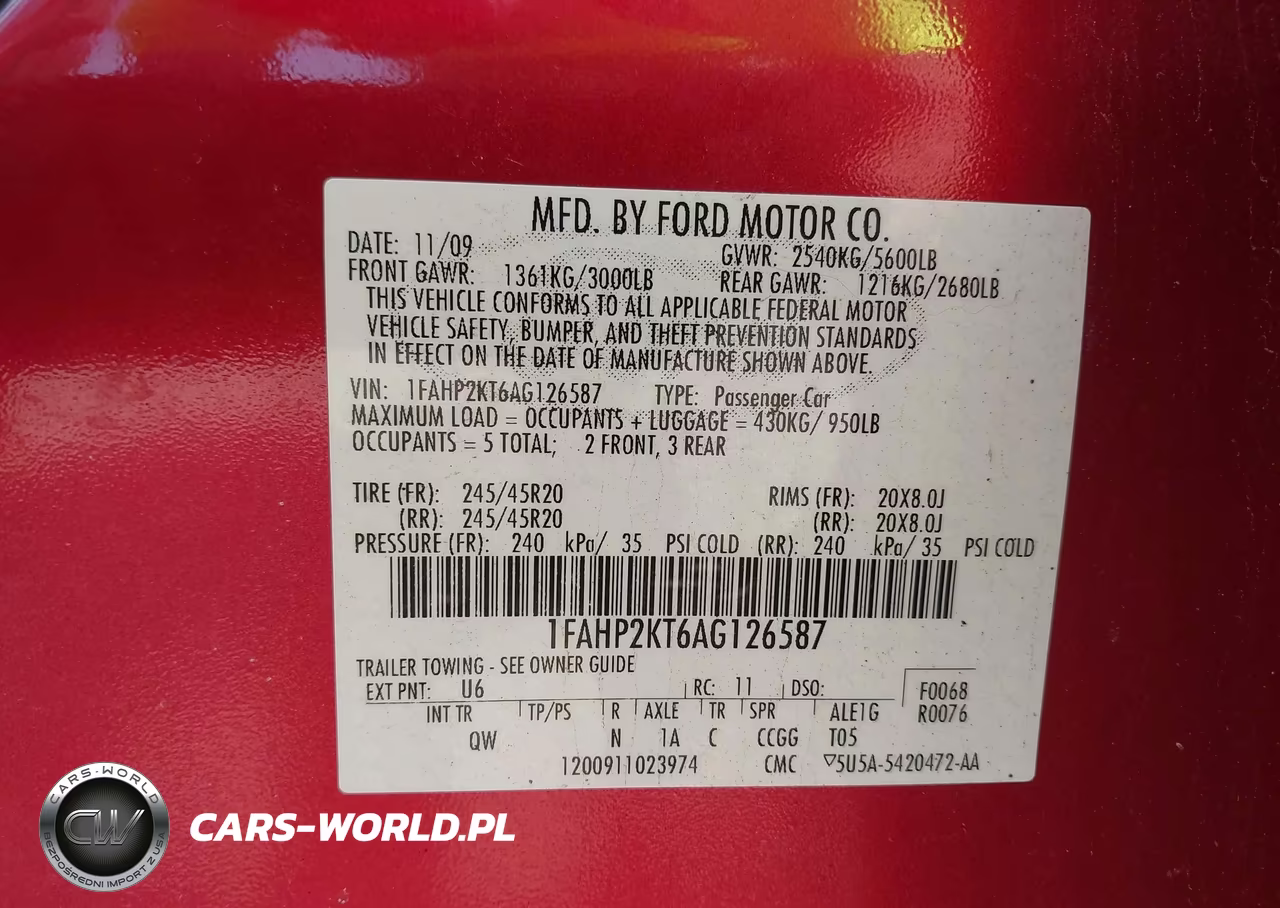 2010 Ford Taurus Sho VIN:1FAHP2KT6AG126587 - 9