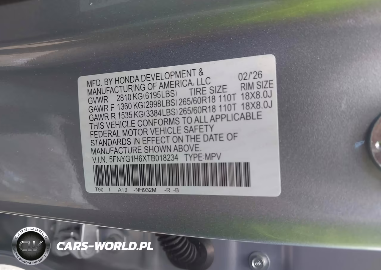 2026 Honda Pilot Trailsport VIN:5FNYG1H6XTB018234 - 9