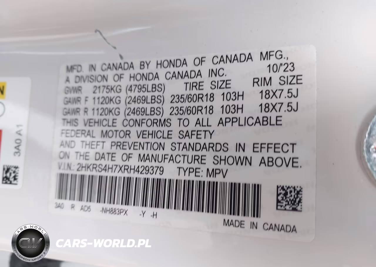 2024 Honda Cr-V Ex-L Awd VIN:2HKRS4H7XRH429379 - 9