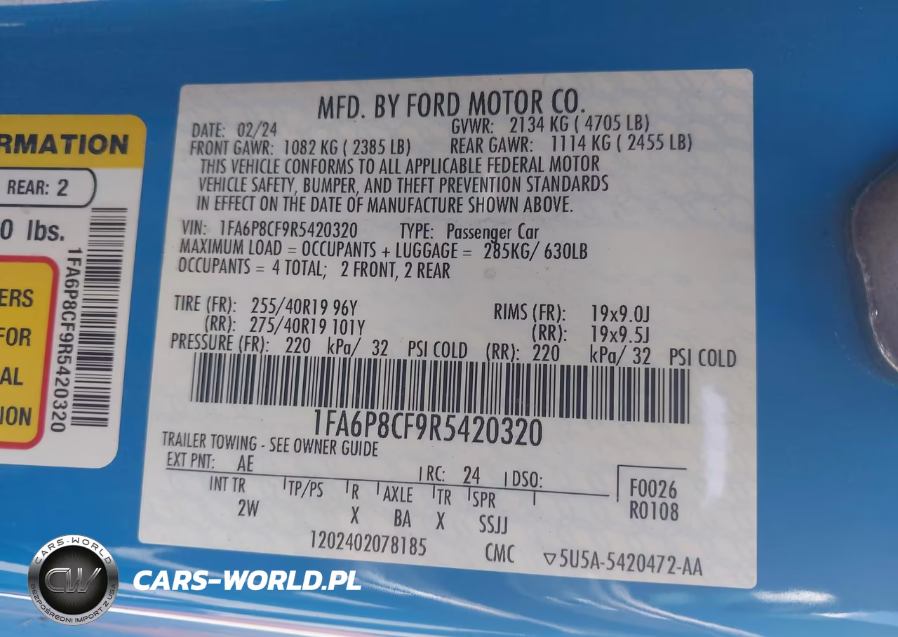 2024 Ford Mustang Gt Fastback VIN:1FA6P8CF9R5420320 - 9