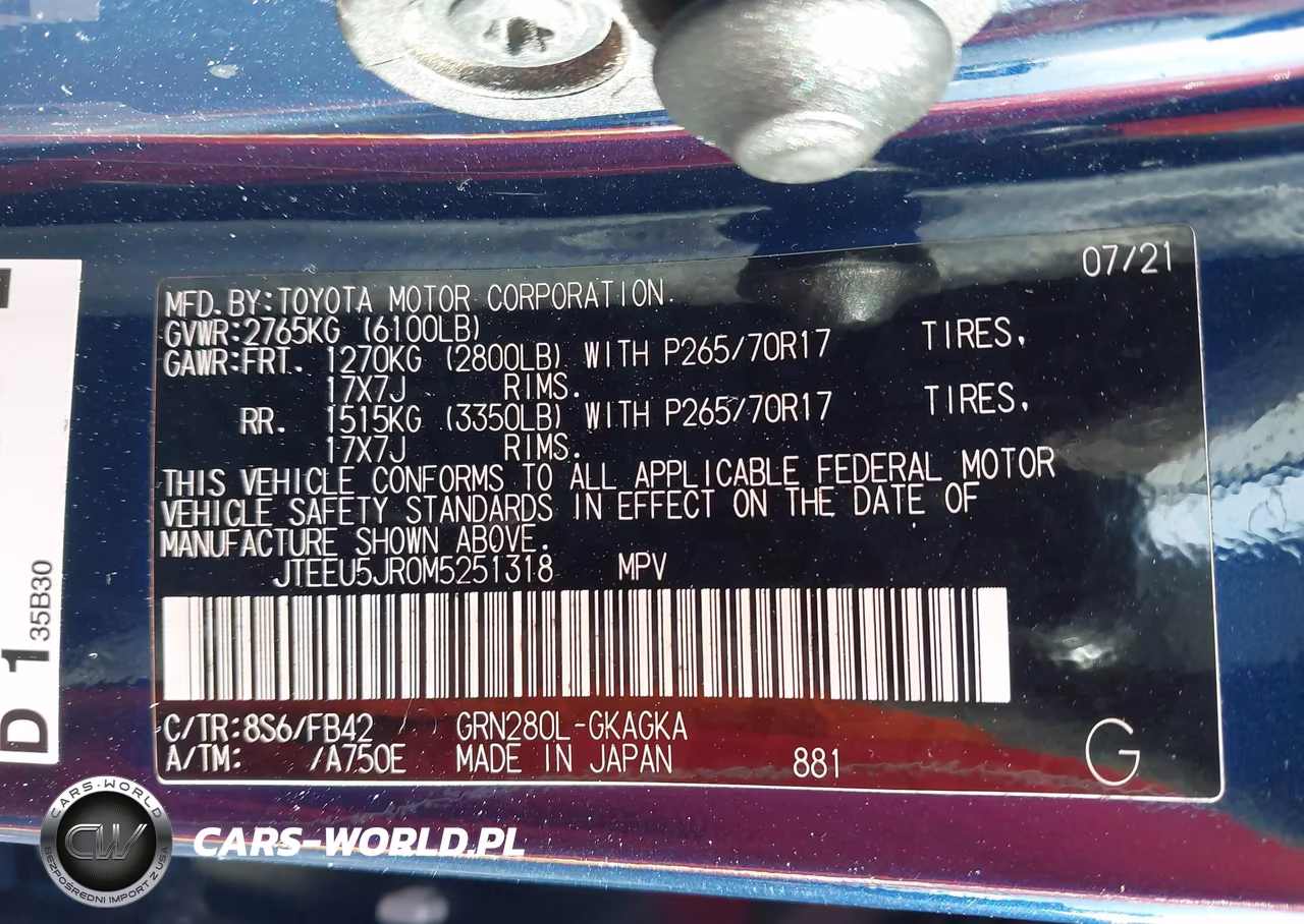 2021 Toyota 4Runner Sr5 VIN:JTEEU5JR0M5251318 - 9