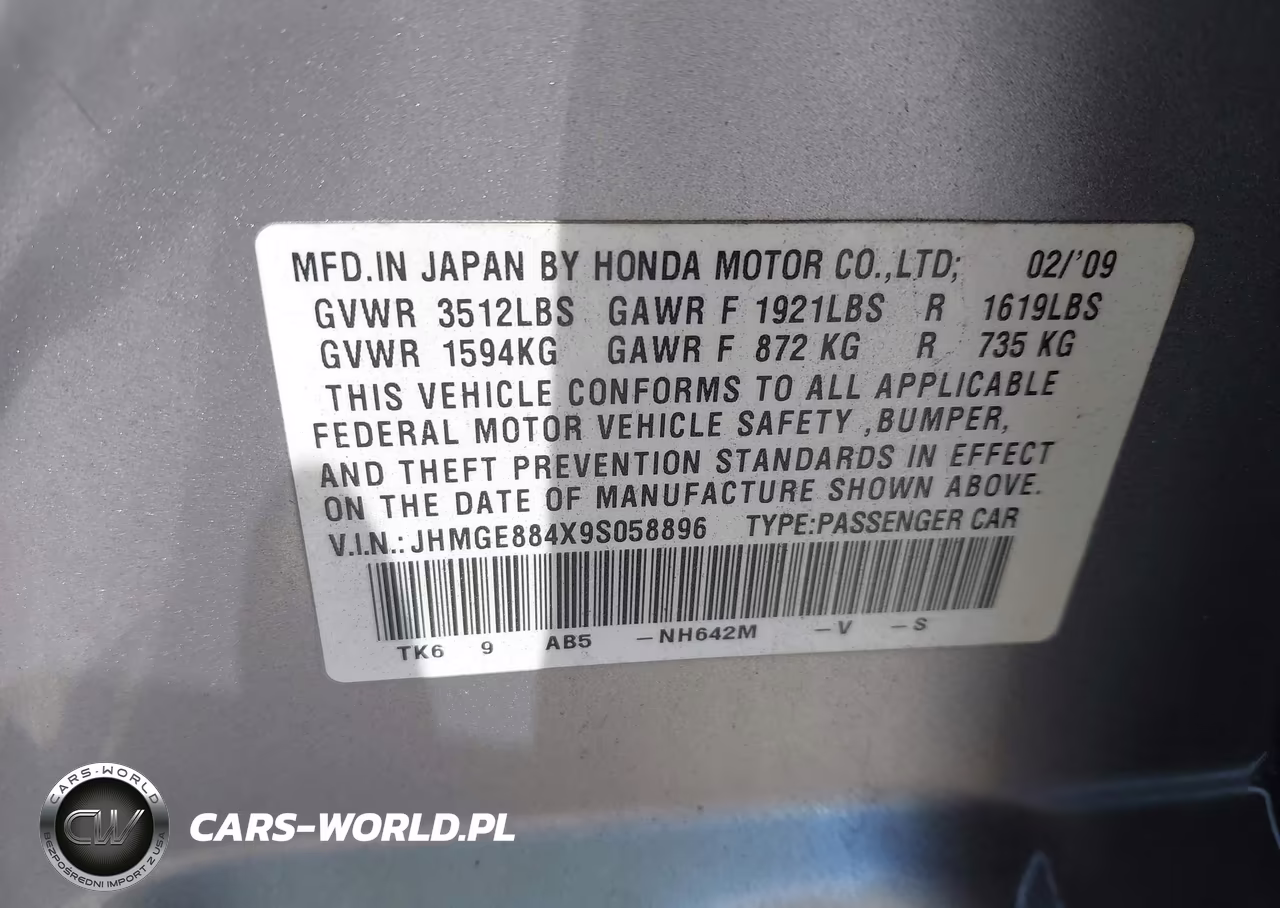 2009 Honda Fit Sport VIN:JHMGE884X9S058896 - 9