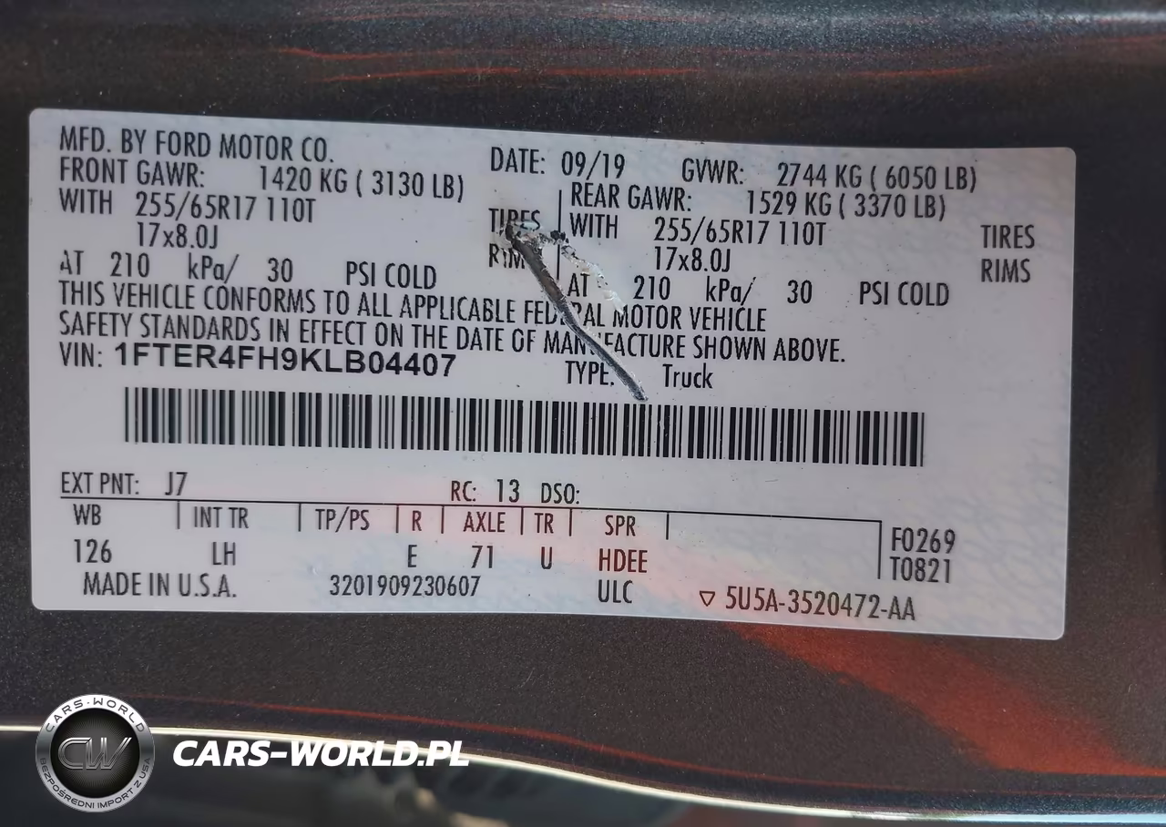 2019 Ford Ranger Xlt VIN:1FTER4FH9KLB04407 - 9