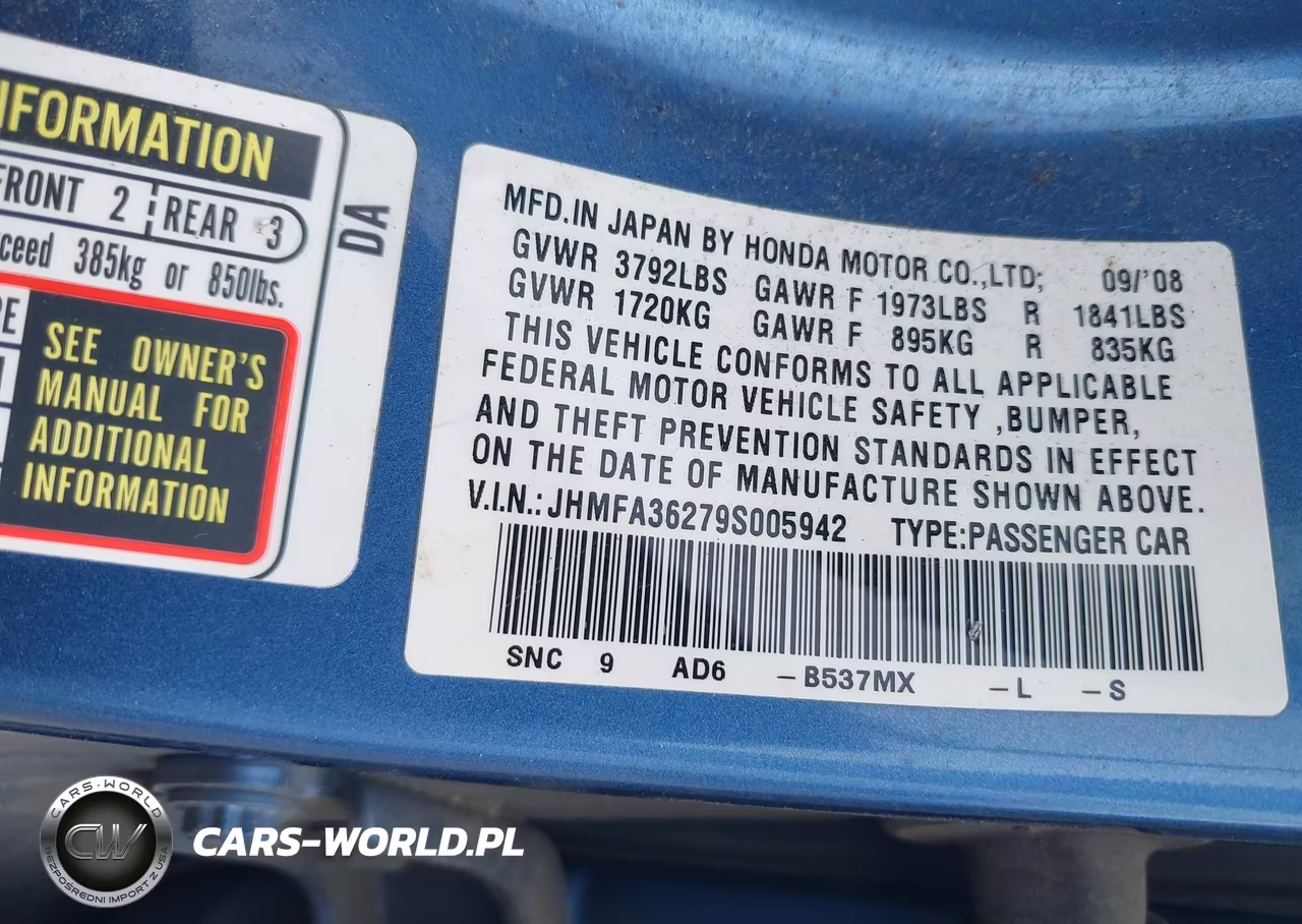 2009 Honda Civic Hybrid VIN:JHMFA36279S005942 - 9