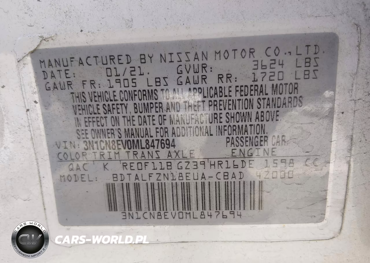 2021 Nissan Versa Sv Xtronic Cvt VIN:3N1CN8EV0ML847694 - 9