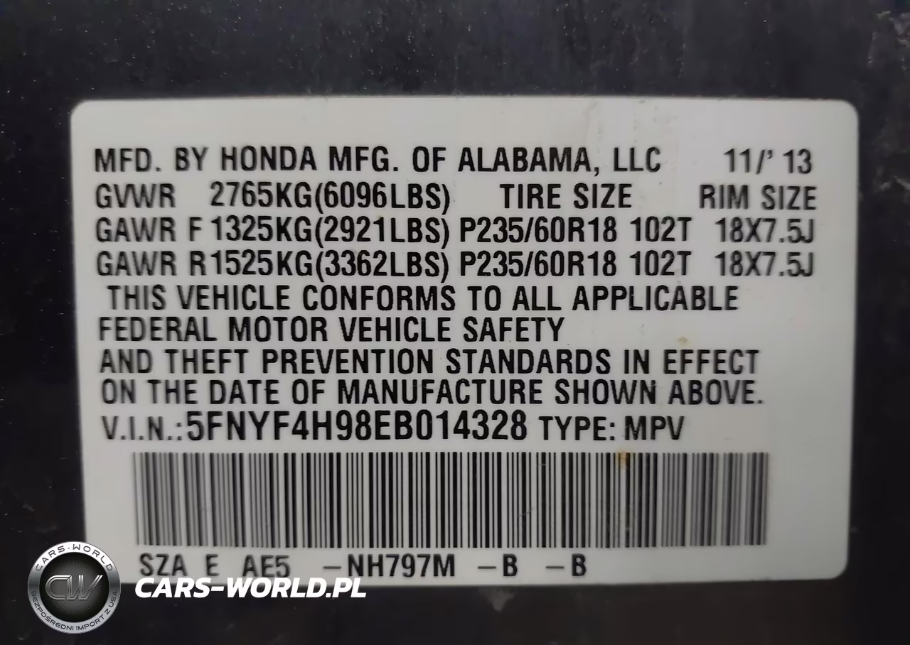 2014 Honda Pilot Touring VIN:5FNYF4H98EB014328 - 9