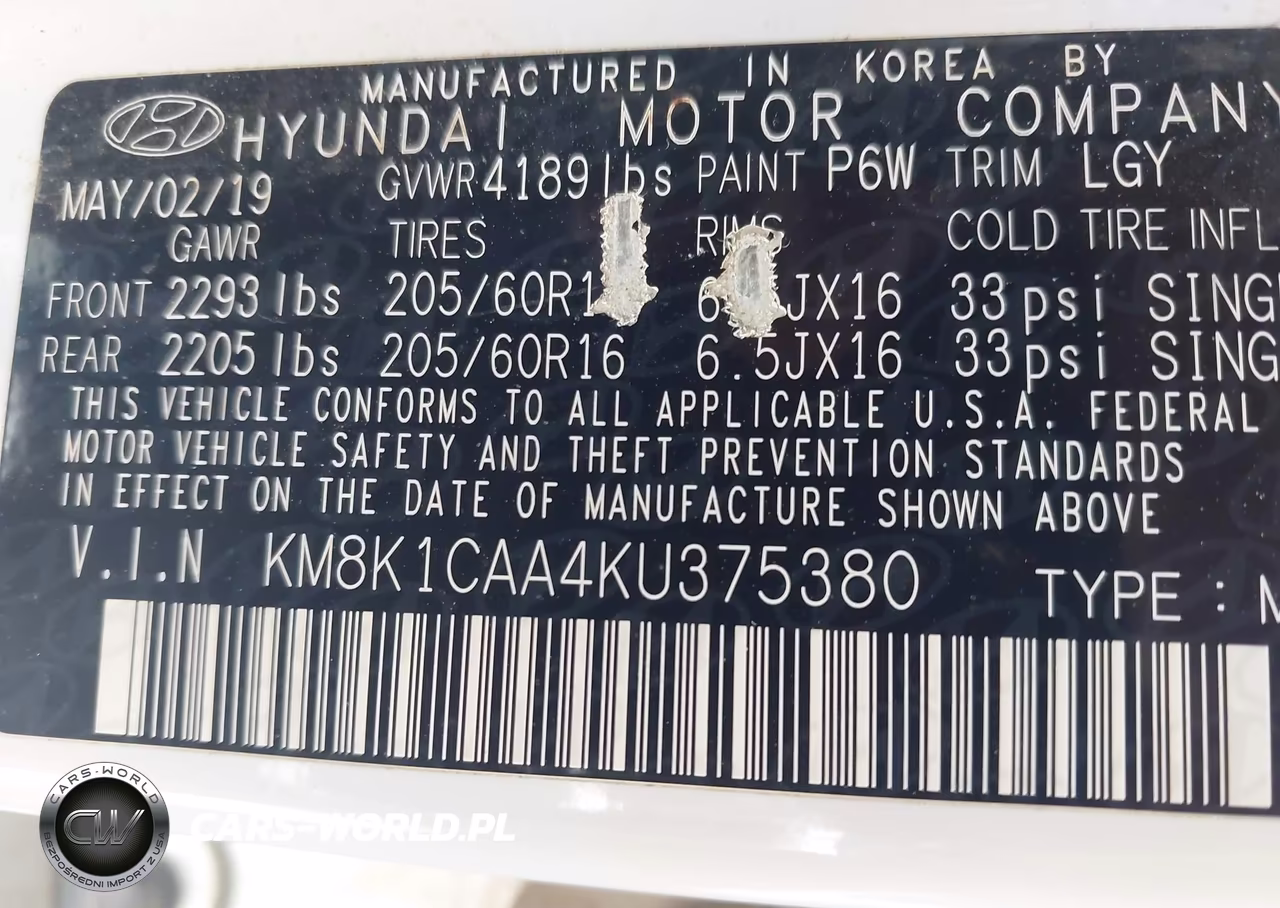 2019 Hyundai Kona Se VIN:KM8K1CAA4KU375380 - 9