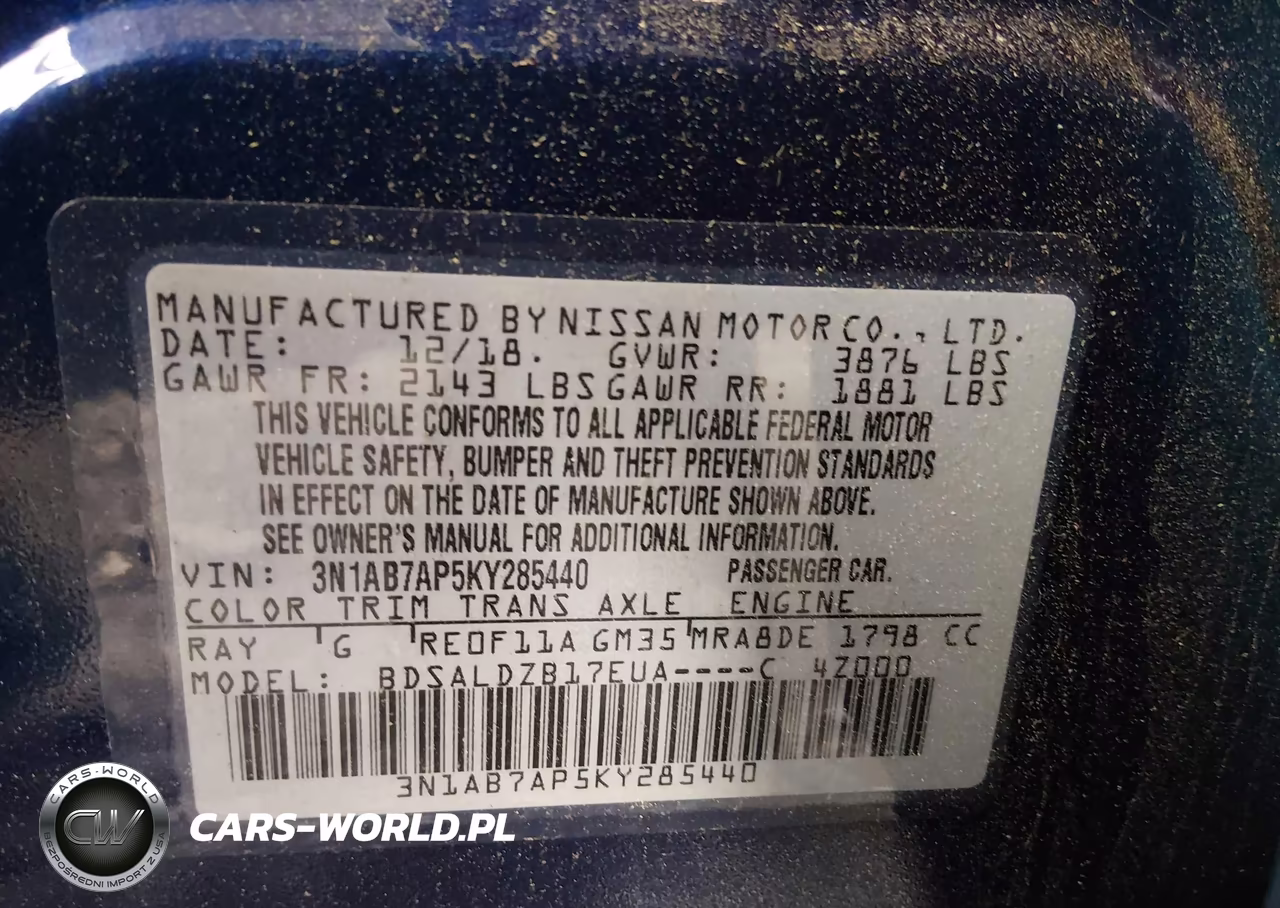 2019 Nissan Sentra Sv VIN:3N1AB7AP5KY285440 - 9