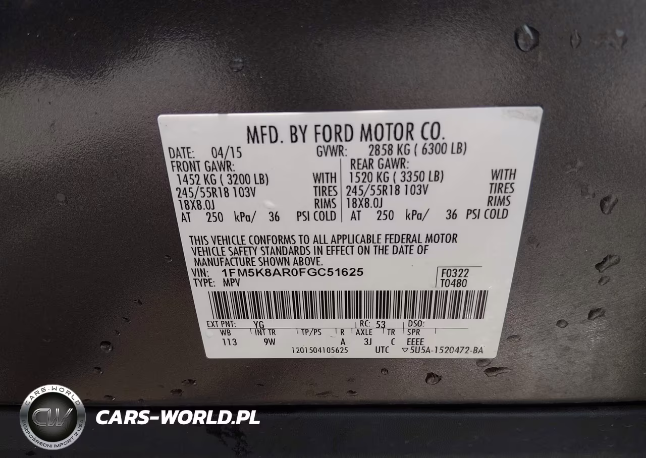 2015 Ford Utility Police Interceptor VIN:1FM5K8AR0FGC51625 - 9