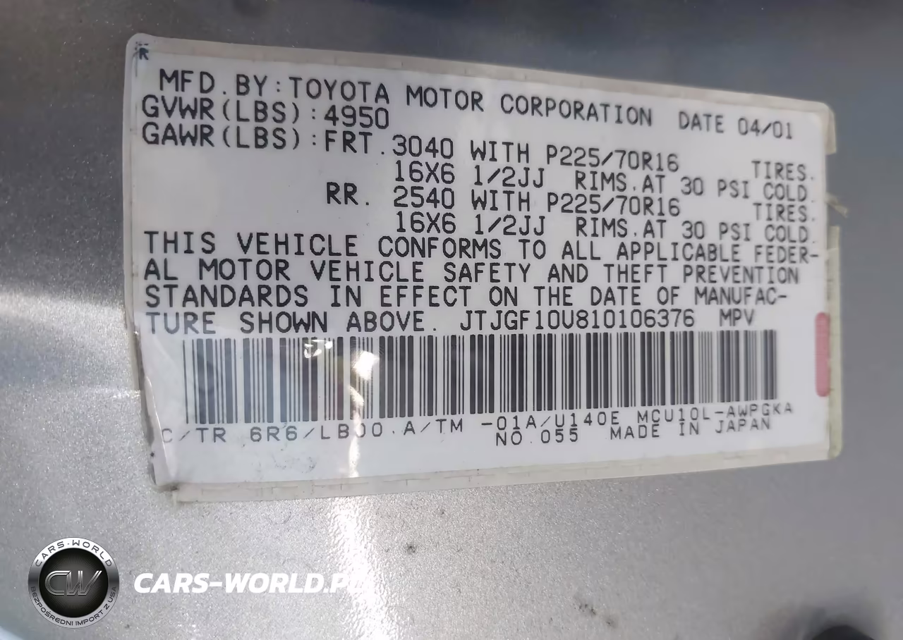 2001 Lexus Rx 300 VIN:JTJGF10U810106376 - 9