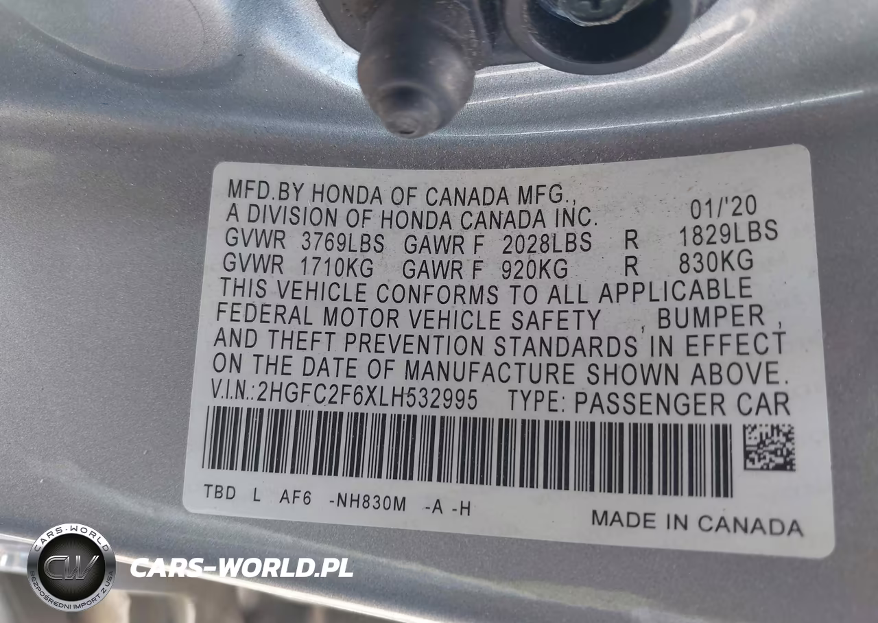 2020 Honda Civic Lx VIN:2HGFC2F6XLH532995 - 9