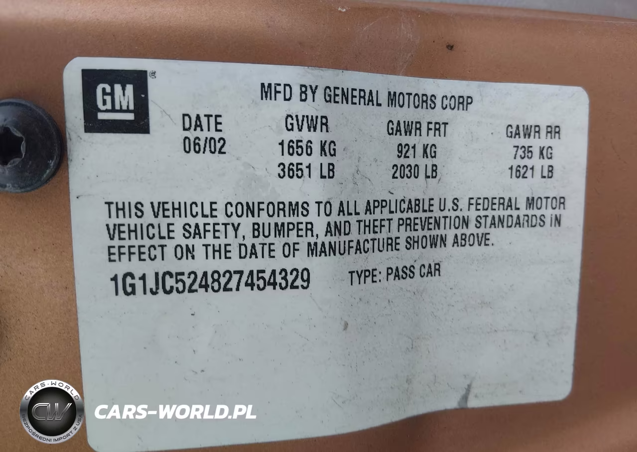 2002 Chevrolet Cavalier VIN:1G1JC524827454329 - 9