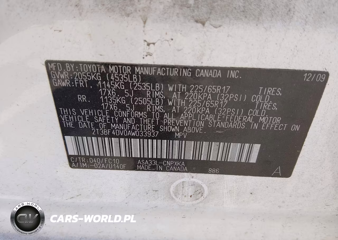2010 Toyota Rav4 VIN:2T3BF4DV0AW033937 - 9