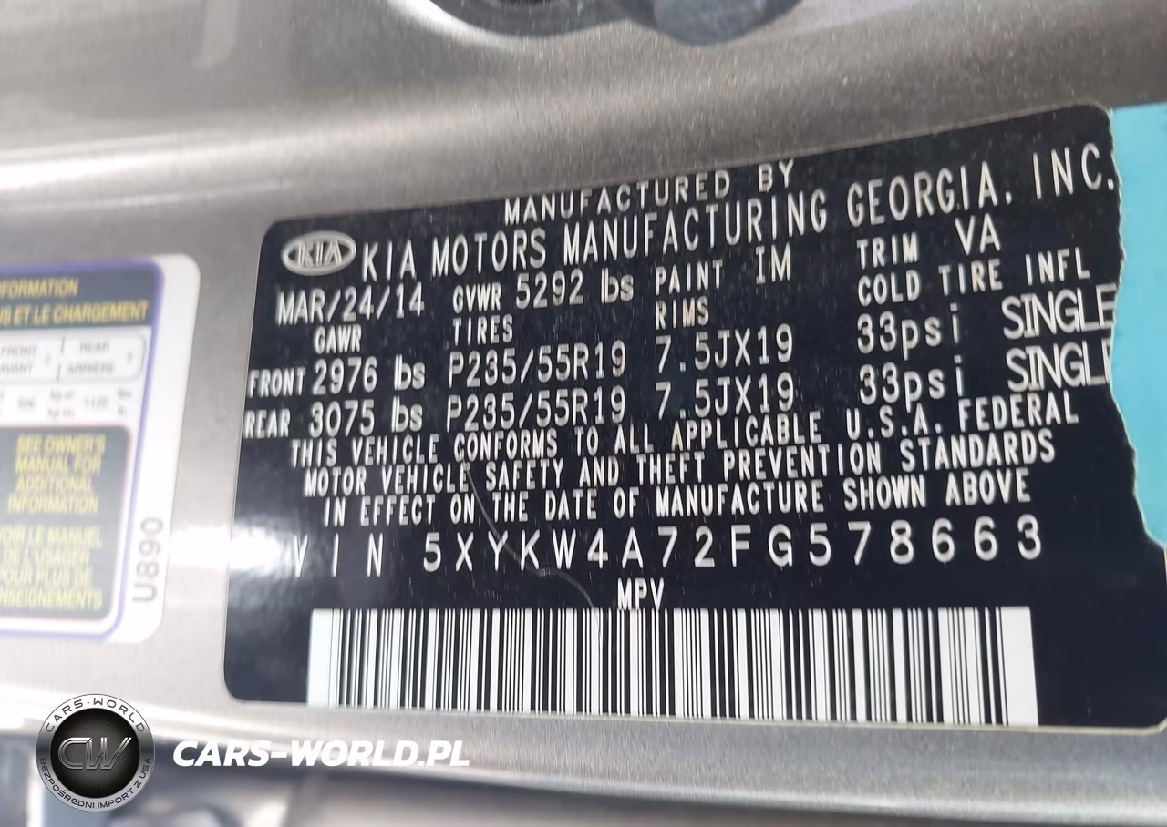 2015 Kia Sorento Sx V6 VIN:5XYKW4A72FG578663 - 9