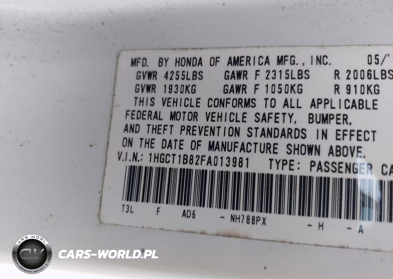 2015 Honda Accord Ex-L VIN:1HGCT1B82FA013981 - 9