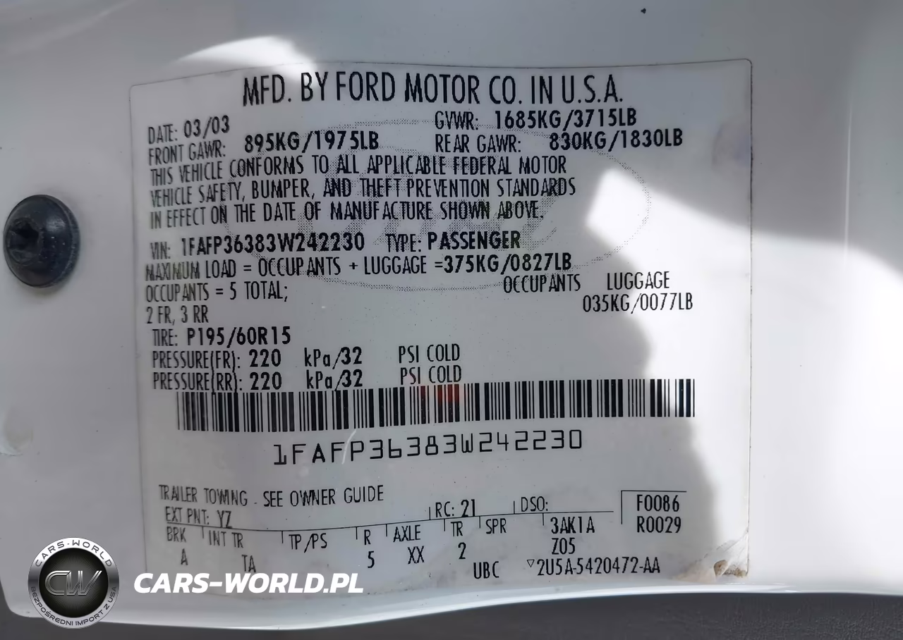 2003 Ford Focus Se-Ztw VIN:1FAFP36383W242230 - 9