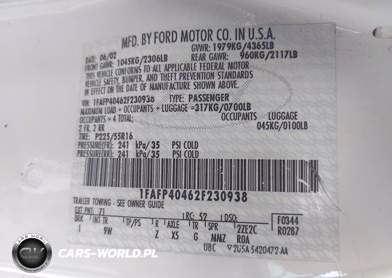 2002 Ford Mustang VIN:1FAFP40462F230938 - 9
