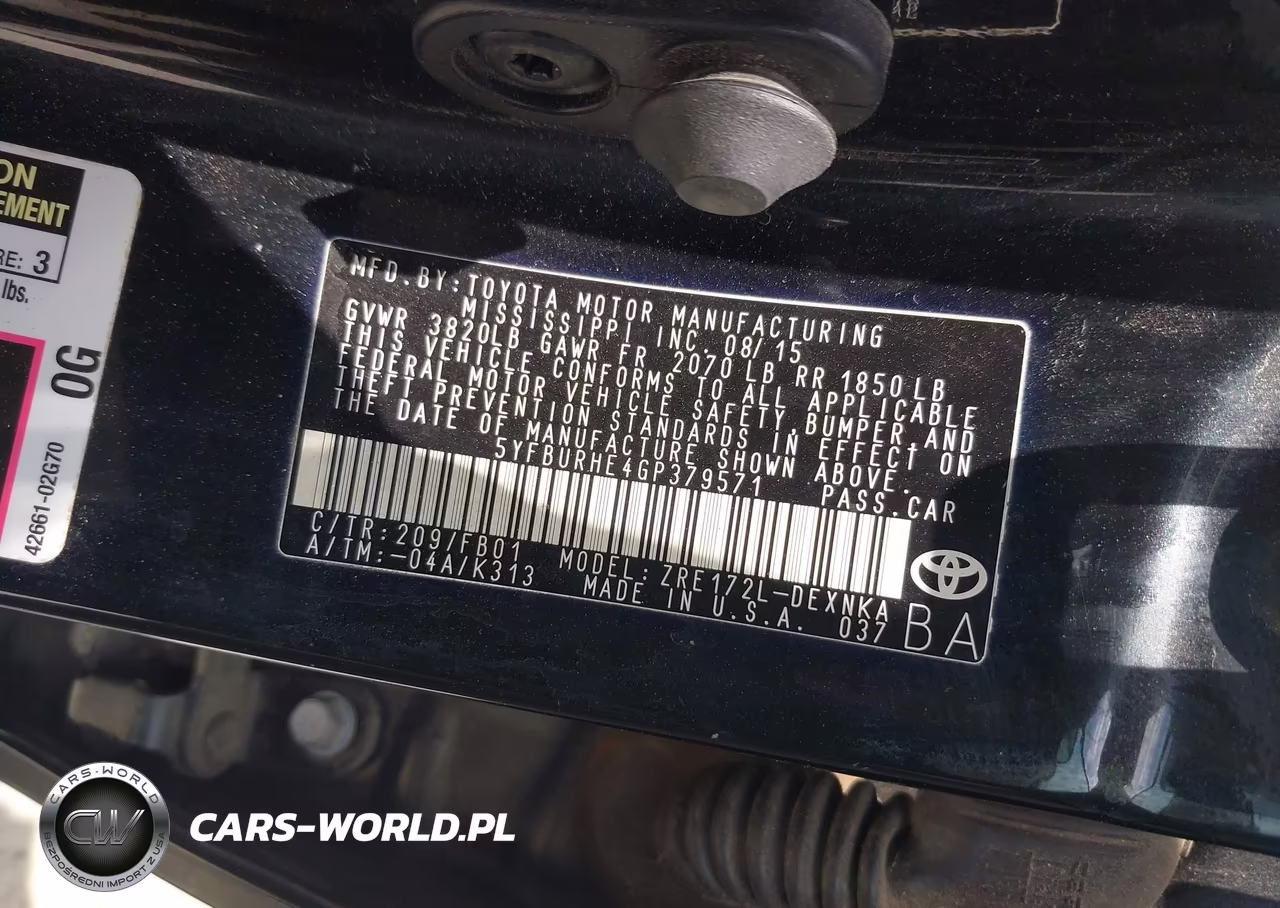 2016 Toyota Corolla Le VIN:5YFBURHE4GP379571 - 9