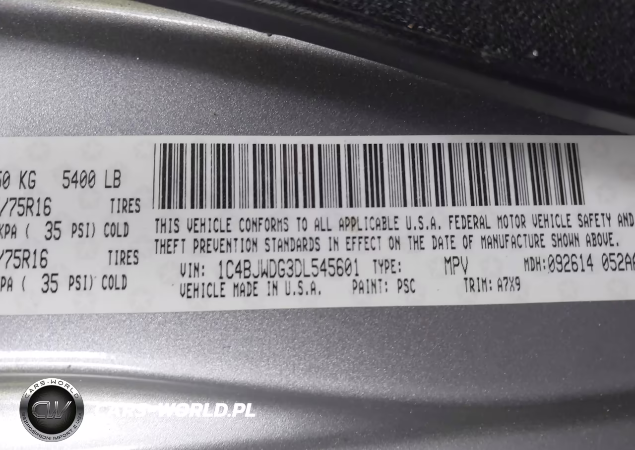 2013 Jeep Wrangler Unlimited Sport VIN:1C4BJWDG3DL545601 - 9