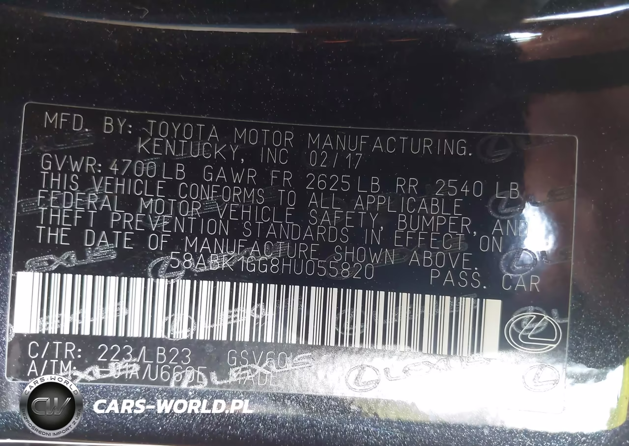 2017 Lexus Es 350 VIN:58ABK1GG8HU055820 - 9