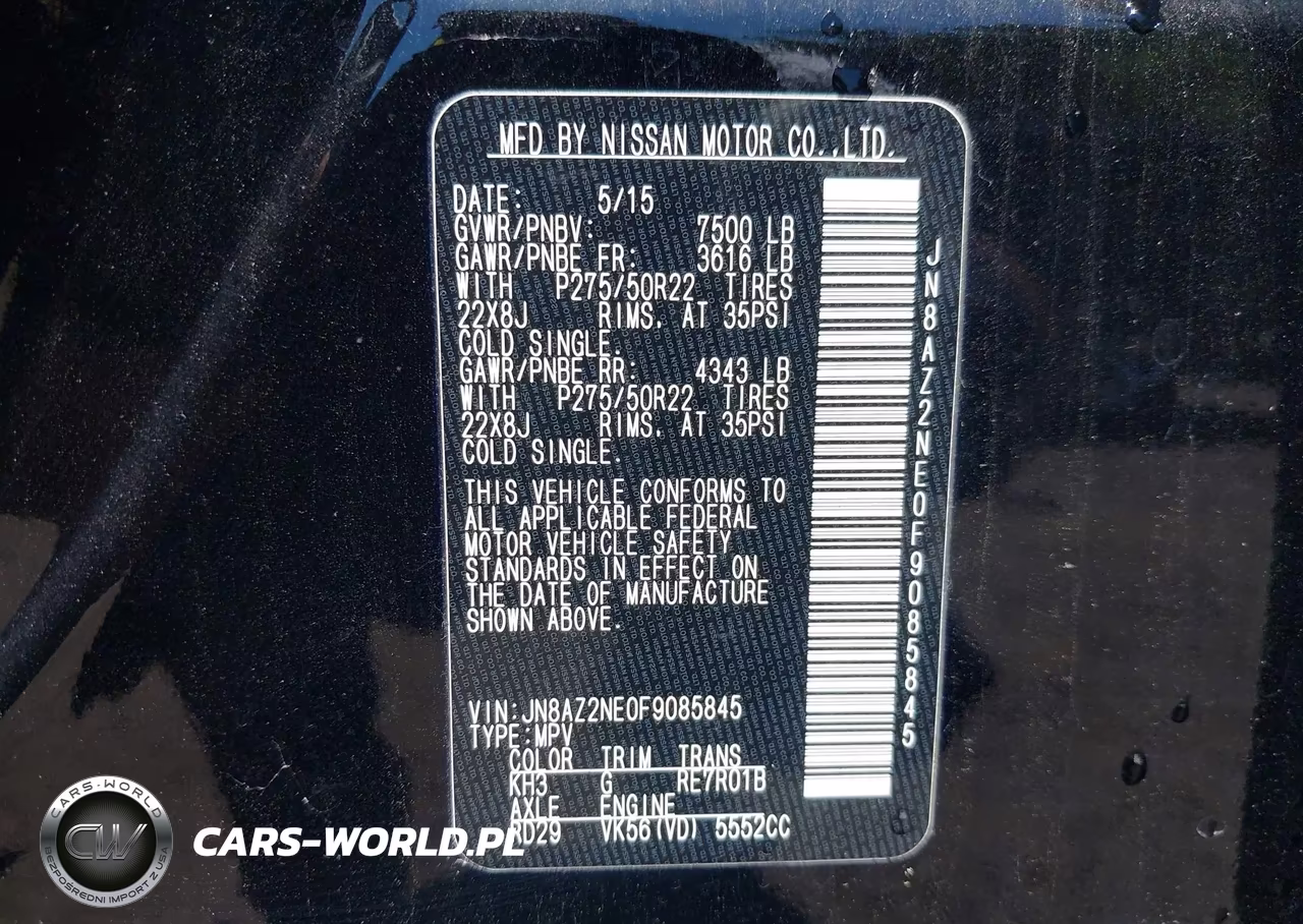 2015 Infiniti Qx80 VIN:JN8AZ2NE0F9085845 - 9