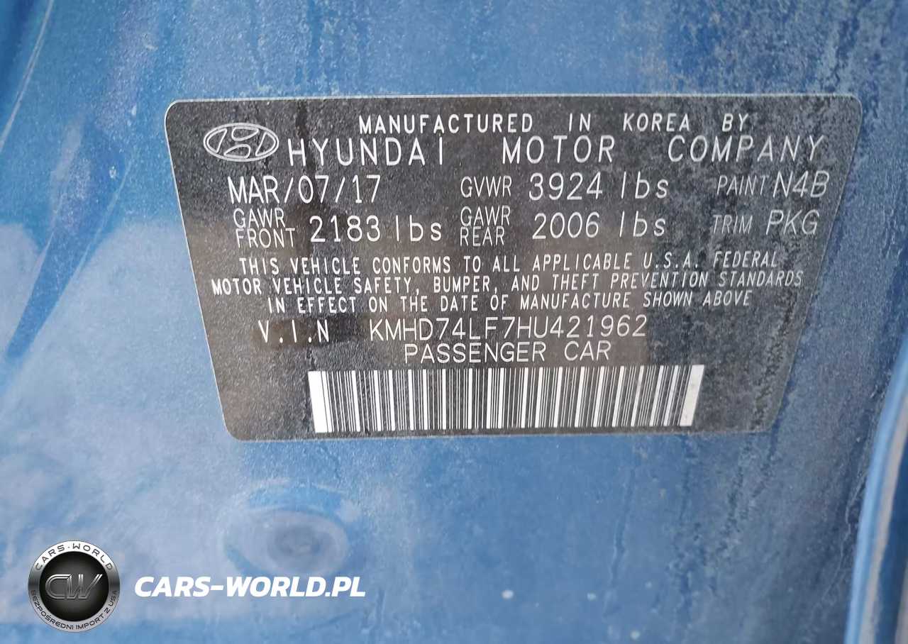 2017 Hyundai Elantra Se VIN:KMHD74LF7HU421962 - 9
