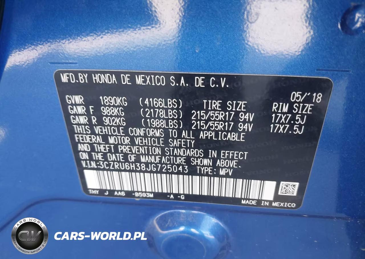 2018 Honda Hr-V Lx VIN:3CZRU6H38JG725043 - 18