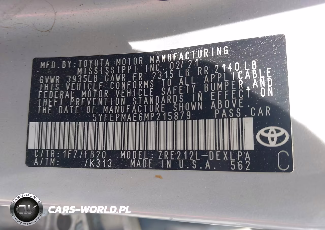 2021 Toyota Corolla Le VIN:5YFEPMAE6MP215879 - 9