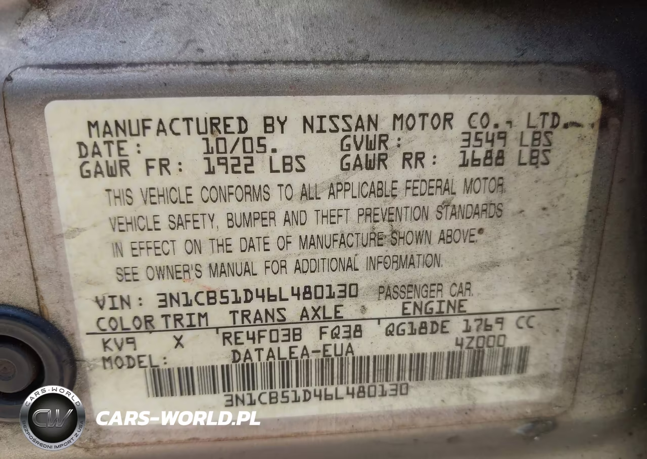 2006 Nissan Sentra 1.8S VIN:3N1CB51D46L480130 - 9