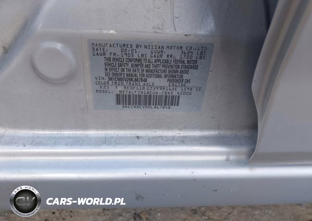 2021 Nissan Versa Sv Xtronic Cvt VIN:3N1CN8EV2ML867848 - 9