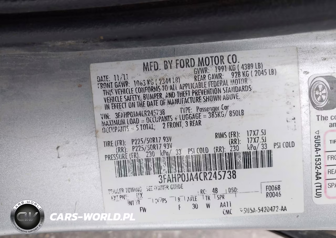 2012 Ford Fusion Sel VIN:3FAHP0JA4CR245738 - 9
