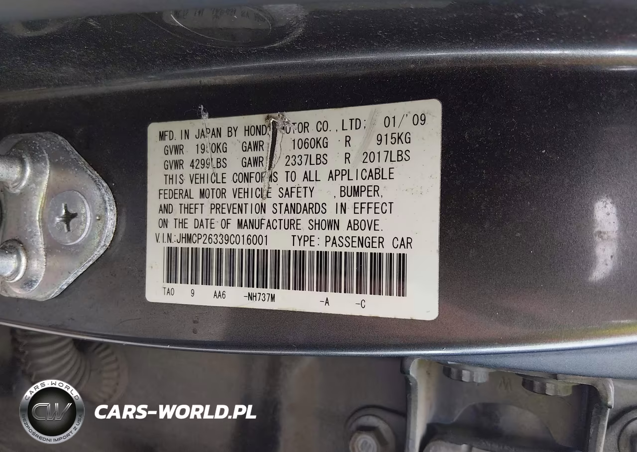 2009 Honda Accord 2.4 Lx VIN:JHMCP26339C016001 - 9