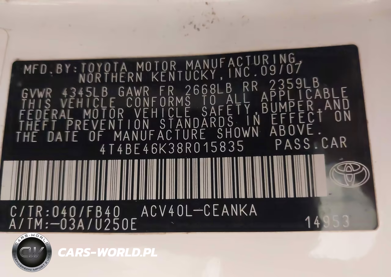2008 Toyota Camry Le VIN:4T4BE46K38R015835 - 9