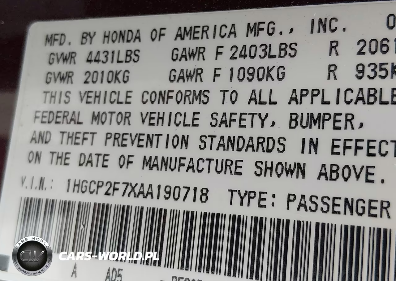 2010 Honda Accord 2.4 Ex VIN:1HGCP2F7XAA190718 - 9