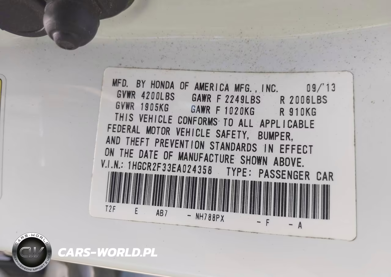 2014 Honda Accord Lx VIN:1HGCR2F33EA024358 - 9