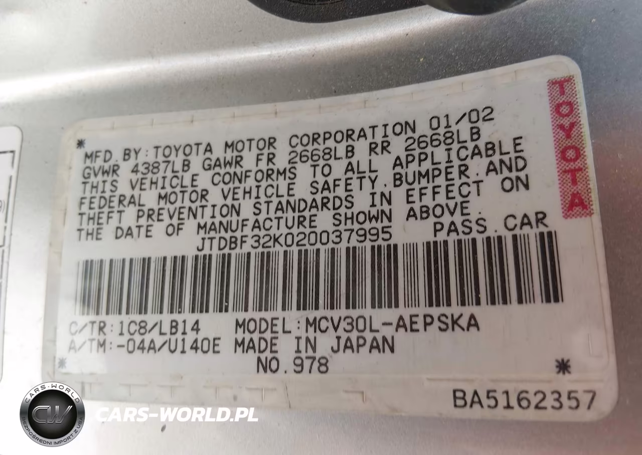 2002 Toyota Camry Se V6 VIN:JTDBF32K020037995 - 9