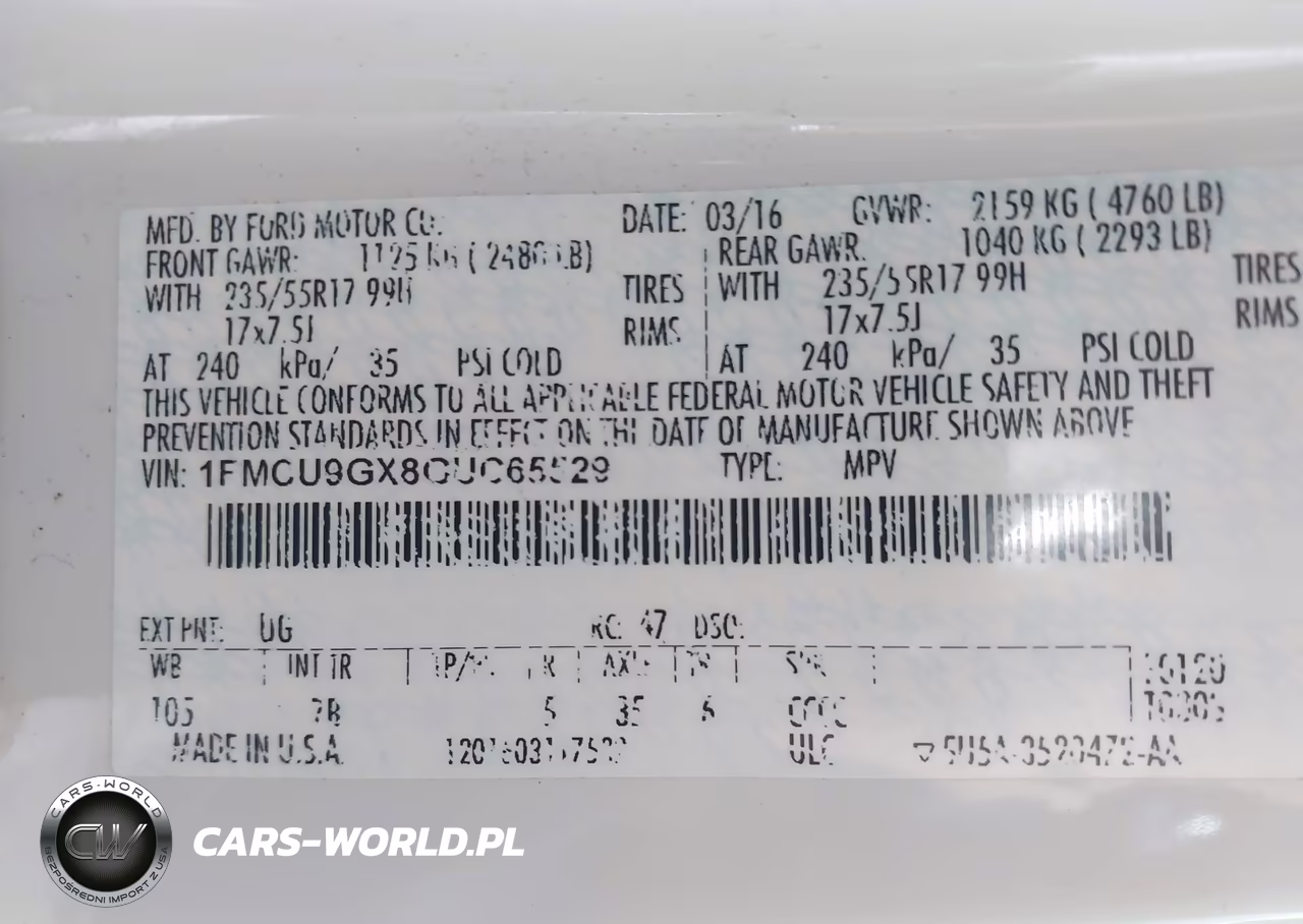 2016 Ford Escape Se VIN:1FMCU9GX8GUC65529 - 9